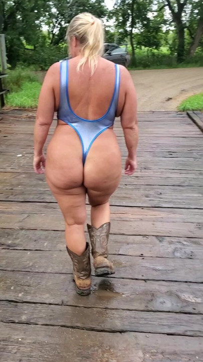 Wife in thong swimsuit