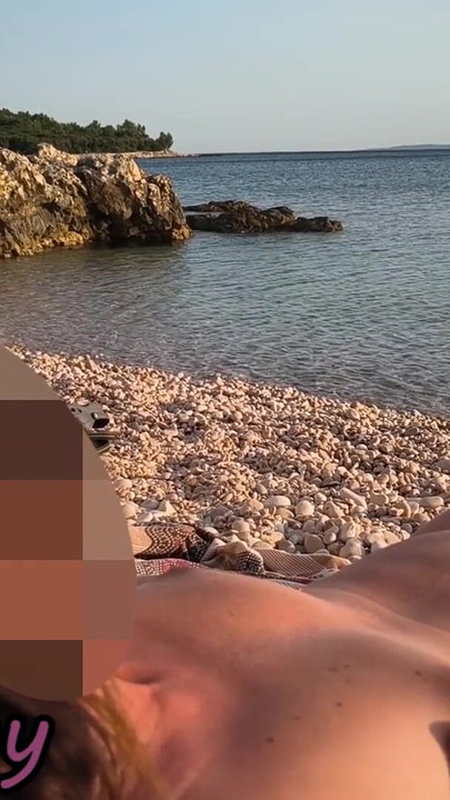 Powerful moment from "Pussy Flash! Nude Teacher and her Student: Lets Him Touch Her Tits on a Public Beach! - MissCreamy"