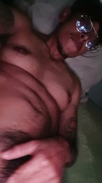 Caressing my cock with the vibrator
