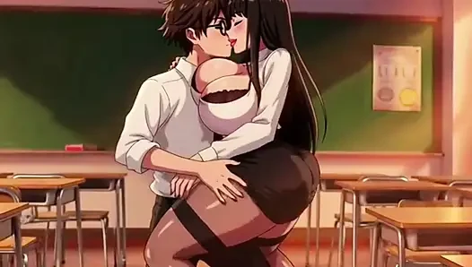 Ateşli seksi öğretmen dersten sonra öğrencisine ekstra ateşli sınıf veriyor