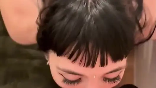 A delicious cumshot on her slut face