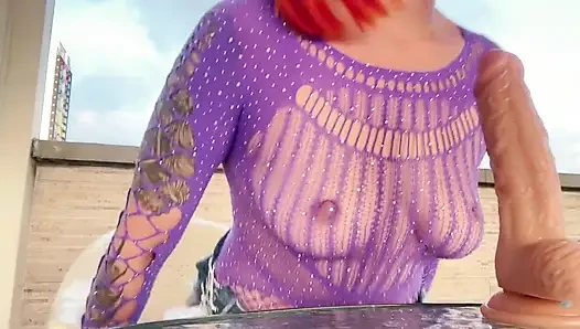 Anitta Miller Is Masturbating and Blowjob a Dick on the Terrace