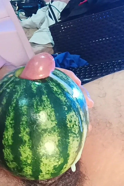 Come and Cum While You Watch Me Masturbate and Cum While Fucking This Watermelon