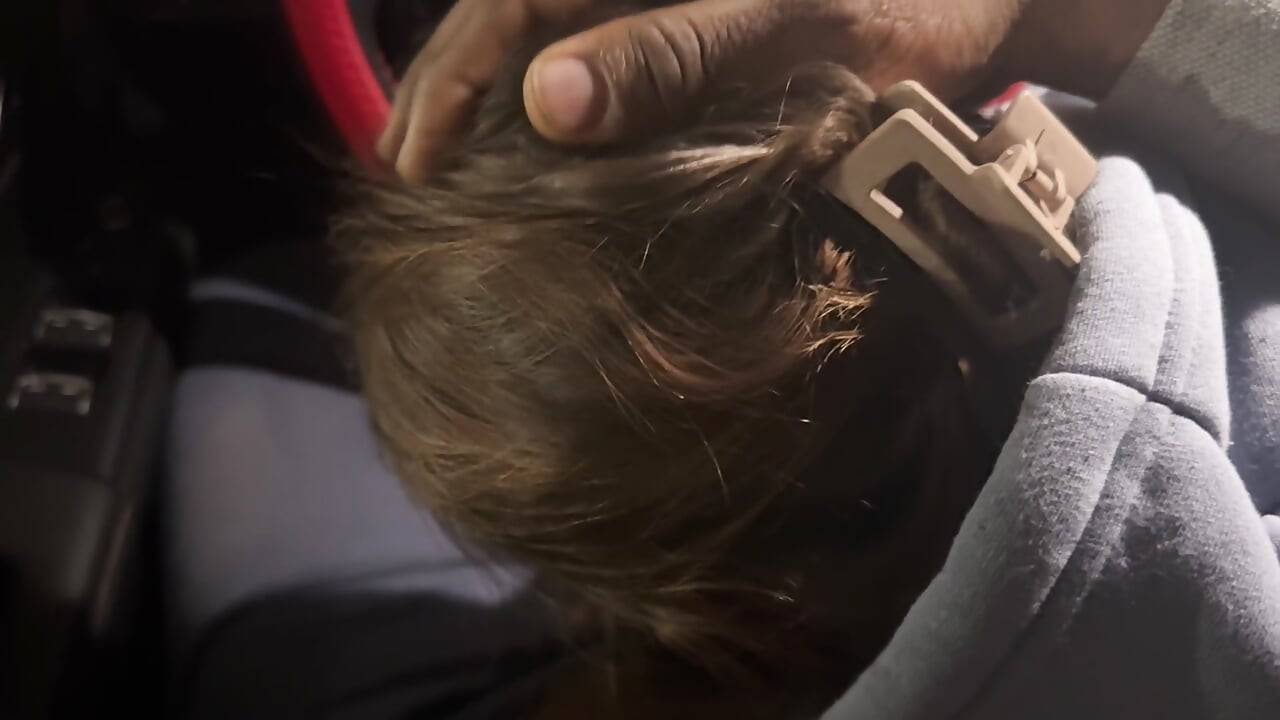 I suck his warm cock in public parking, while snowing