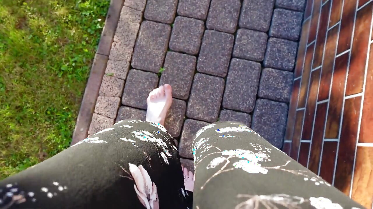 Walking with My Feet on the Grass and Showing Them to You up Close