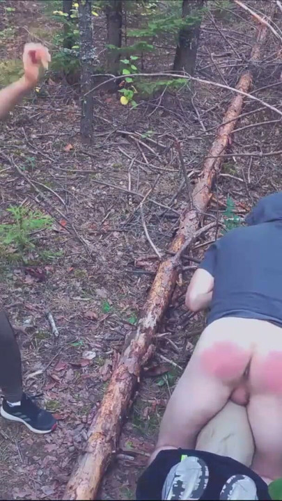 Spanking husband in the forest | Clip 2