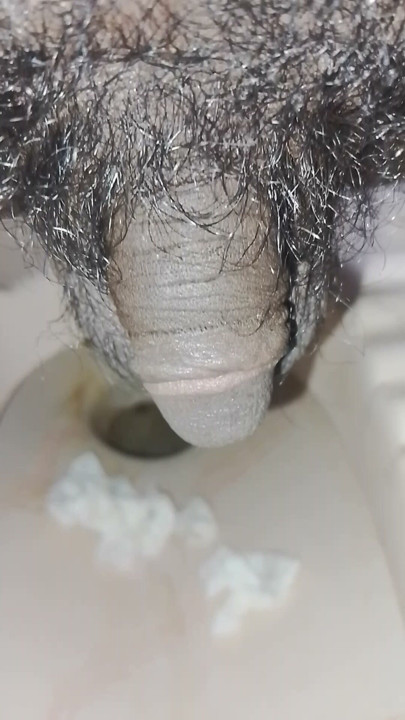 Pissing by cute mini panis at toylet.