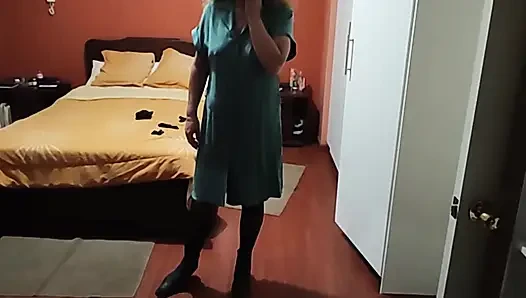 Look how my stepmother dresses for work, in erotic lingerie, it turns me on so much.