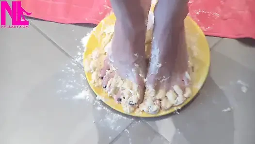 Making Dough for Pasta with My Bare Feet