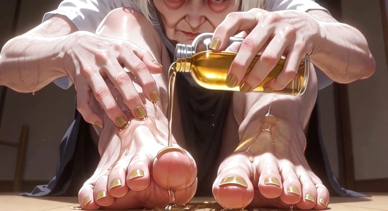87 Year Old Granny Sensual Foot Oil Massage - Gorgeous Feet & Nails