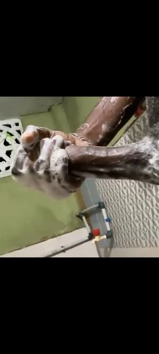 A tamil indian big black cock Cumming while bathing