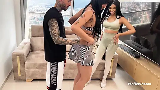 İki ateşli Venezuelalı kız kişisel antrenörlerini sikiyor