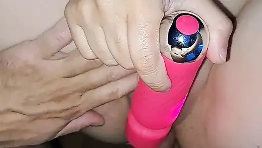In the ass with her legs spread and she gets her whole pussy wet