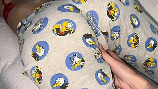 Stepmom was lying reading a book and helped to cum on her hot elastic ass