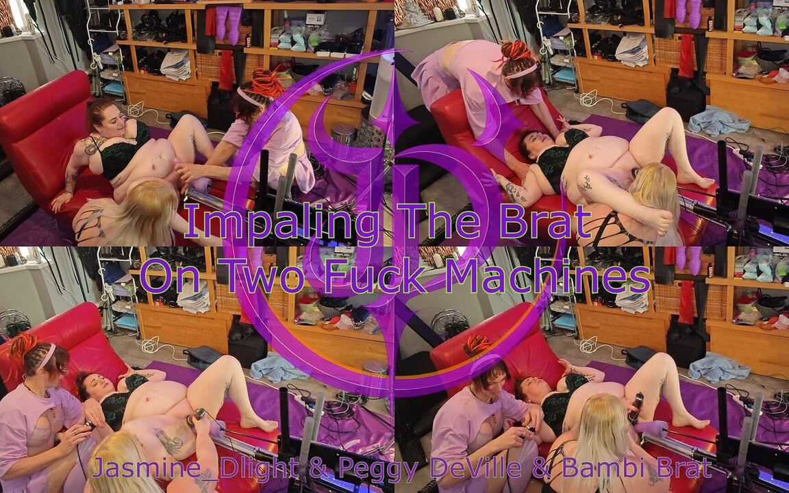 Jasmine_dlight & Peggy Deville & Bambi Brat - Impaling the Brat on Two Fuck Machines