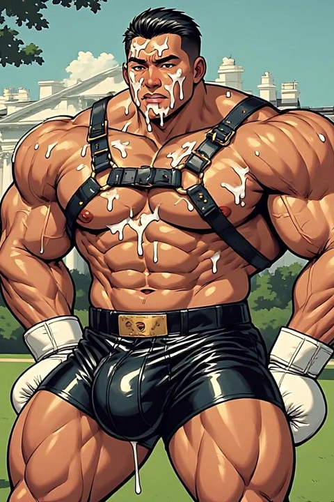Asian Cum Covered Muscle Men Art