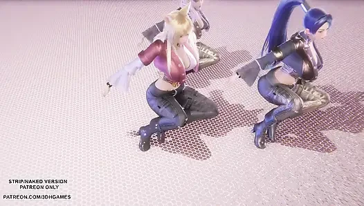 Mmd - kard - tembakan senjata - ahri, kaisa & evelynn dance league of legenda hentai tanpa sensor 4k 60fps
