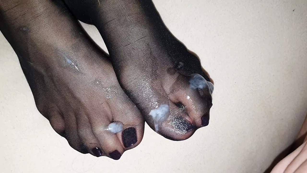 Cum covered her sexy feet