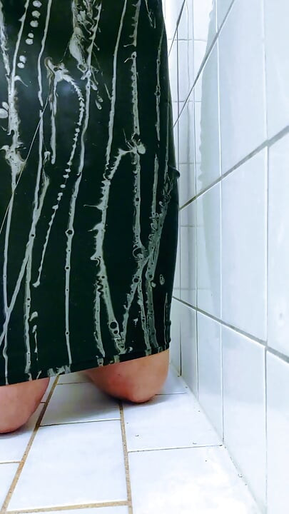 Erika Oak Cums in Latex Skirt