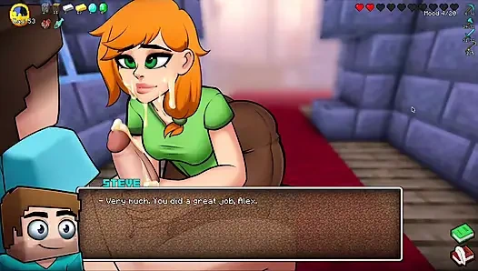 HornyCraft Пародия на Minecraft - Алекс дает Стиву лучшую дрочку для излишествий