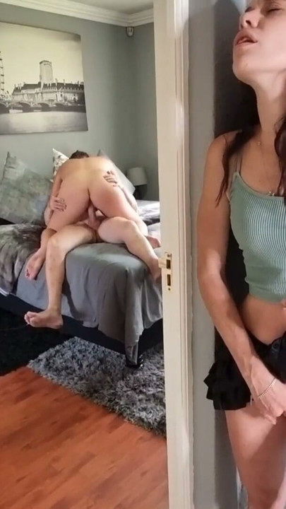 Our friend playing with herself as she is watching us while we fuck | Clip 1