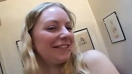 Jennifer plays with a big dildo