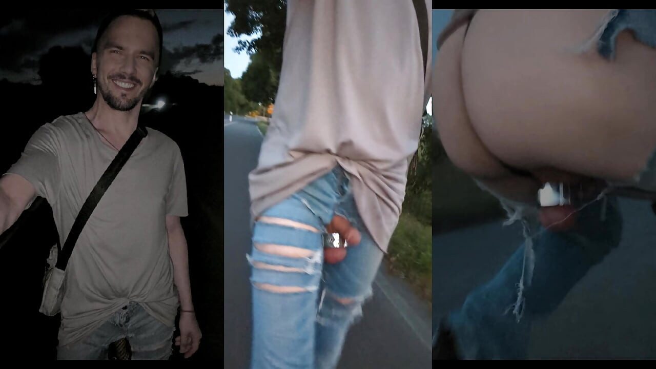 Walking through the city in bottomless Jeans