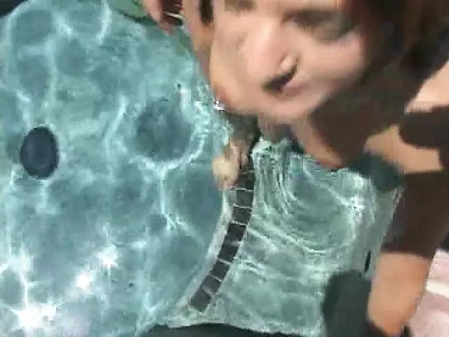 Sexy and nasty sluts sucks cock by the pool - classic 3some group