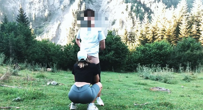 Big ass student fucked in the forest in standing doggystyle