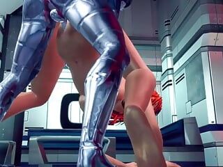 Волосатая грудастая рыжая 3D обожает секс с металлическим членом