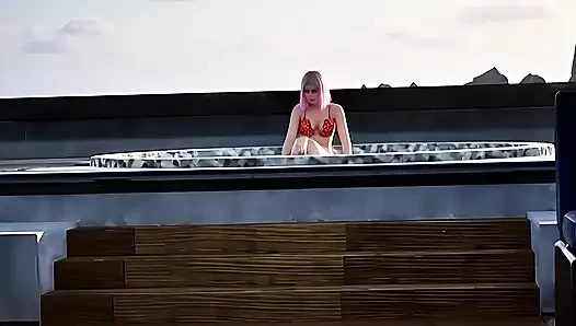 Yatta güneşlenen muhteşem genç kız birden fazla kez fışkırtana kadar erkek arkadaşı tarafından sert sikiliyor