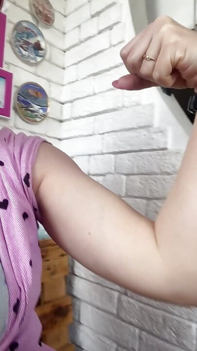 Showing Close up My Hard and Strong Muscles and Veins on Them