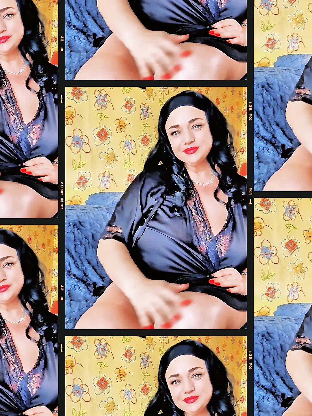 Hot mature brunette with big tits posing
