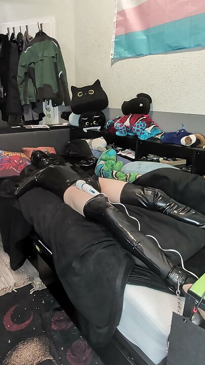 latex bondage with vibrator