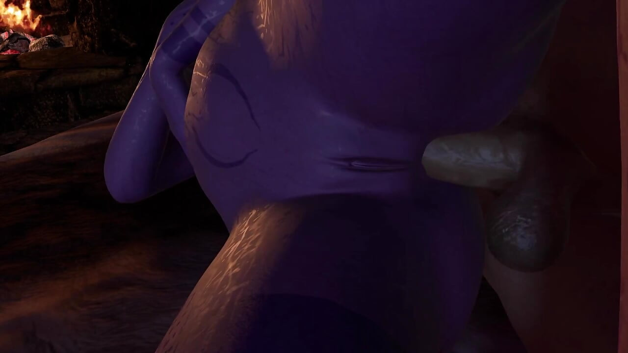 Purple Night Elf in Skyrim Has Side Anal on Bed - Skyrim Porn Parody