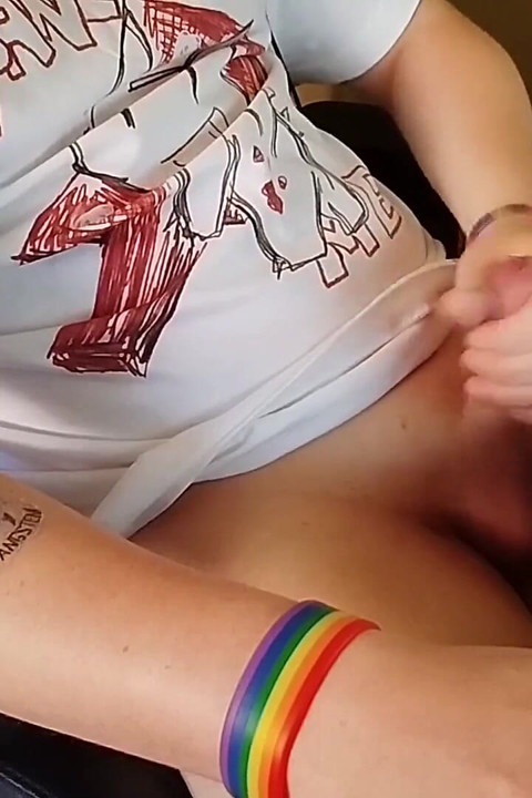 Working My Grower While Browsing Porn, Shooting Twice on My Soft Tummy