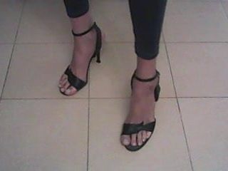 Shynthiah topuklu eski siyah sandaletler