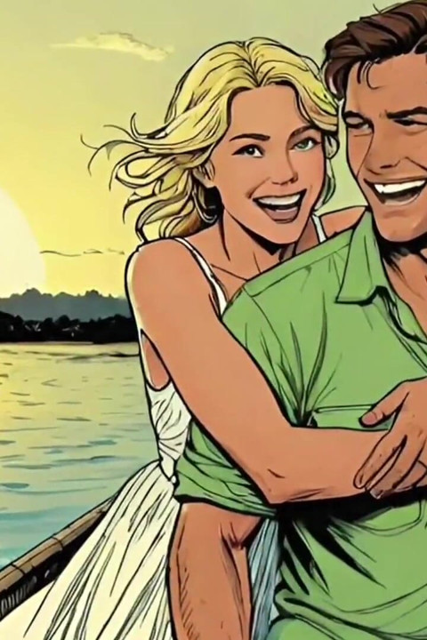 Sexy White Wife Tastes a Big Black Cock in Front of Her Cuckold Husband. Cartoon Comic Story
