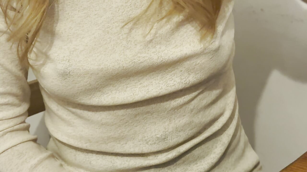 Having Pizza in a sheer blouse in public  in a restaurant exposing my big nipples
