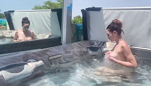 Artemisia Love Playing with Her Horny Pussy in the Outdoor Jacuzzi