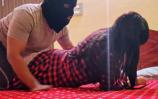 Hot House Maid Fucked by Masked Man Who Was Hiding in the House.
