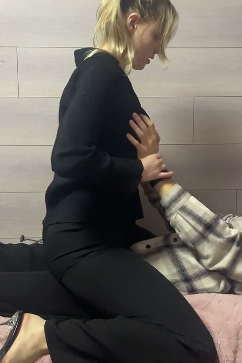 Female in Control Dry Hump by Blonde Business Woman in Heels
