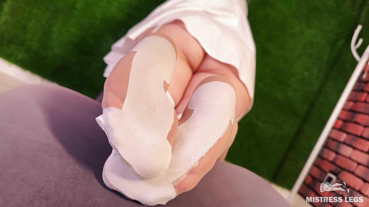 White Stockings Foot Tease and My Ass in Background After Domination Session