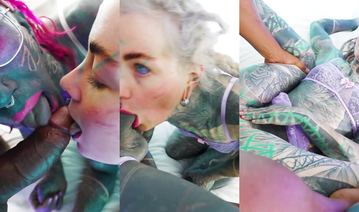 POV TRANS threesome - tattooed Mazhem & Josh