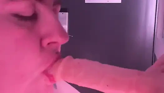 Messy BBW Gagging on Dildo