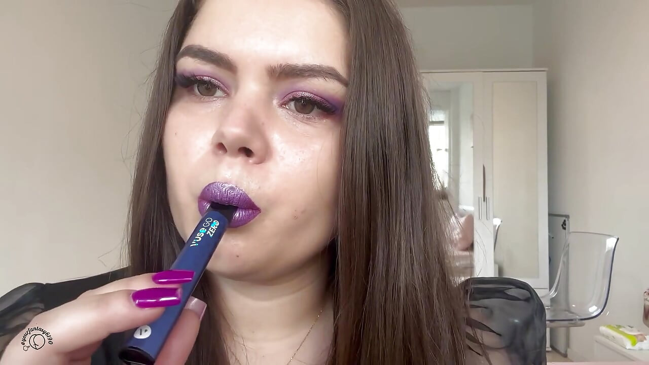 Purple Lipstick Purple Nails Smoking Babe