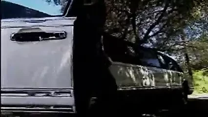 Redhead bride has fun on the way to the church
