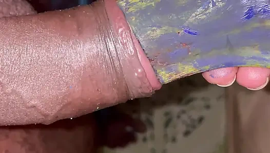 Cowok india lagi asik mainin kontol dengan pisang