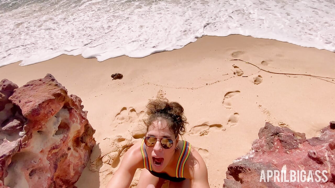 April Big Ass Enjoys a Messy Watersports Fantasy on the Beach