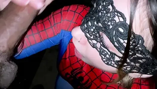 Spidey woman takes big black cock in cosplay sex
